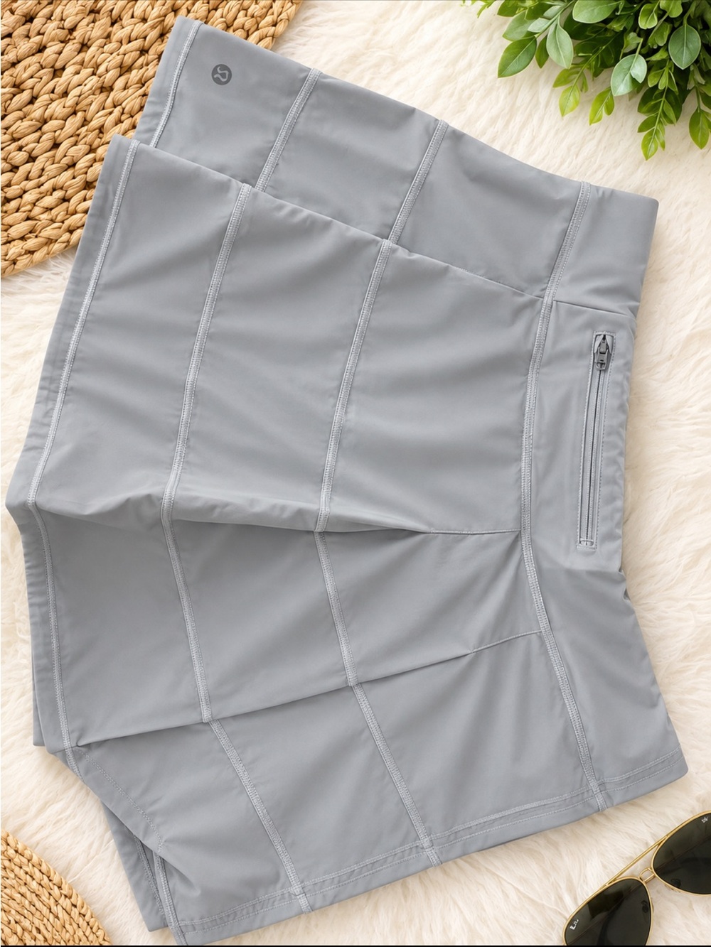 lululemon athletica Light Gray Athletic Skort with Zipper Pocket